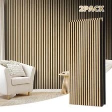 2-Pack 3D Wood Slat Acoustic Panels – 2 Pack 47.3 x 23.6x 0.62 Inch Oak