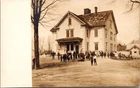 RPPC School Children Outside Large House Franklin Maine Antique Postcard