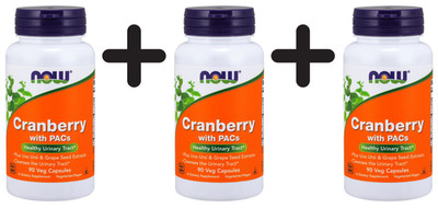 3 x NOW Foods Cranberry Extract, Standardized - 90 vcaps (222,04 EUR/kg)