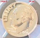 1968-S US 10C Roosevelt Dimes Silver Coin PCGS PR 66