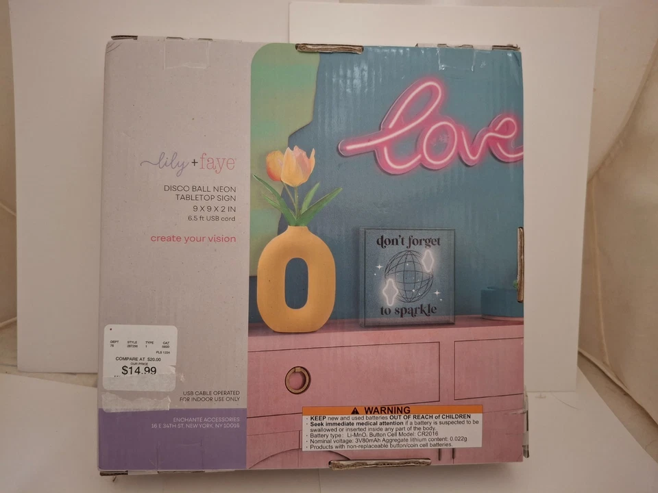 Lily + Faye Inspirational Neon Display Tabletop Sign USB Bright Star - Image 4 of 4