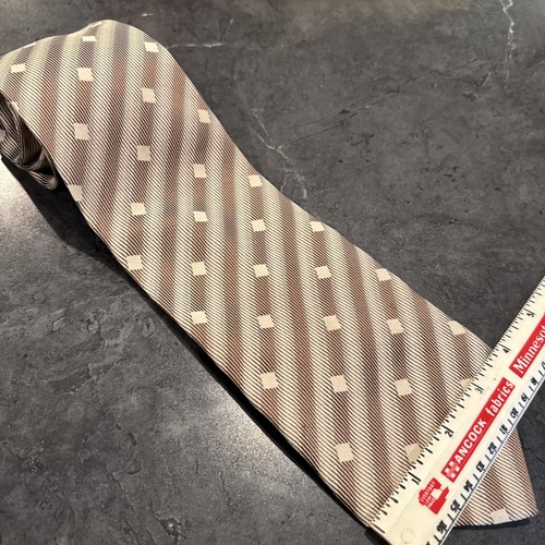 Roberto Cellini Tie Brown Strip Polyester 59" L - 3.7/8 W Diamond Pattern - Picture 13 of 18