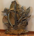 Vintage 1958 Syroco Large Wall Hanging MCM Decor Gold Pirate Sailing Ship Boat — photo 2