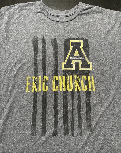 Eric Church Appalachian State T-Shirt Retro Brand Gray Size Large! RARE! 😎
