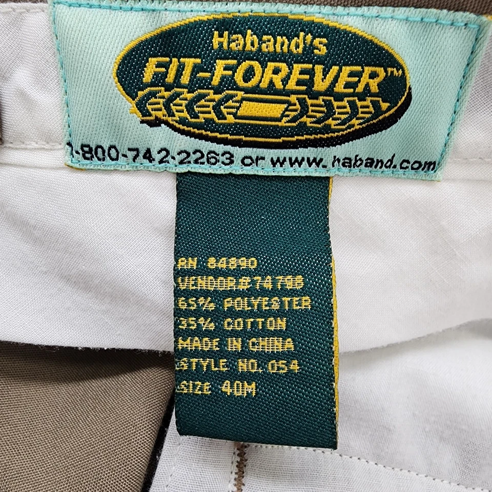 复古 Haband's Fit-Forever 裤子男式 40M 28.5L 棕褐色打褶裤办公室 — 第 4/4 张图片