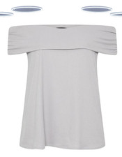 Image of Ex Women's Bardot Top - Sleeveless Plus Size Curve Grey
