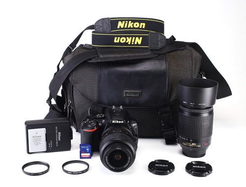 Nikon D5600 Camera & AF -S 18-55mm VR & 55-200mm VR Dual Lens Kit 3,992 Shots
