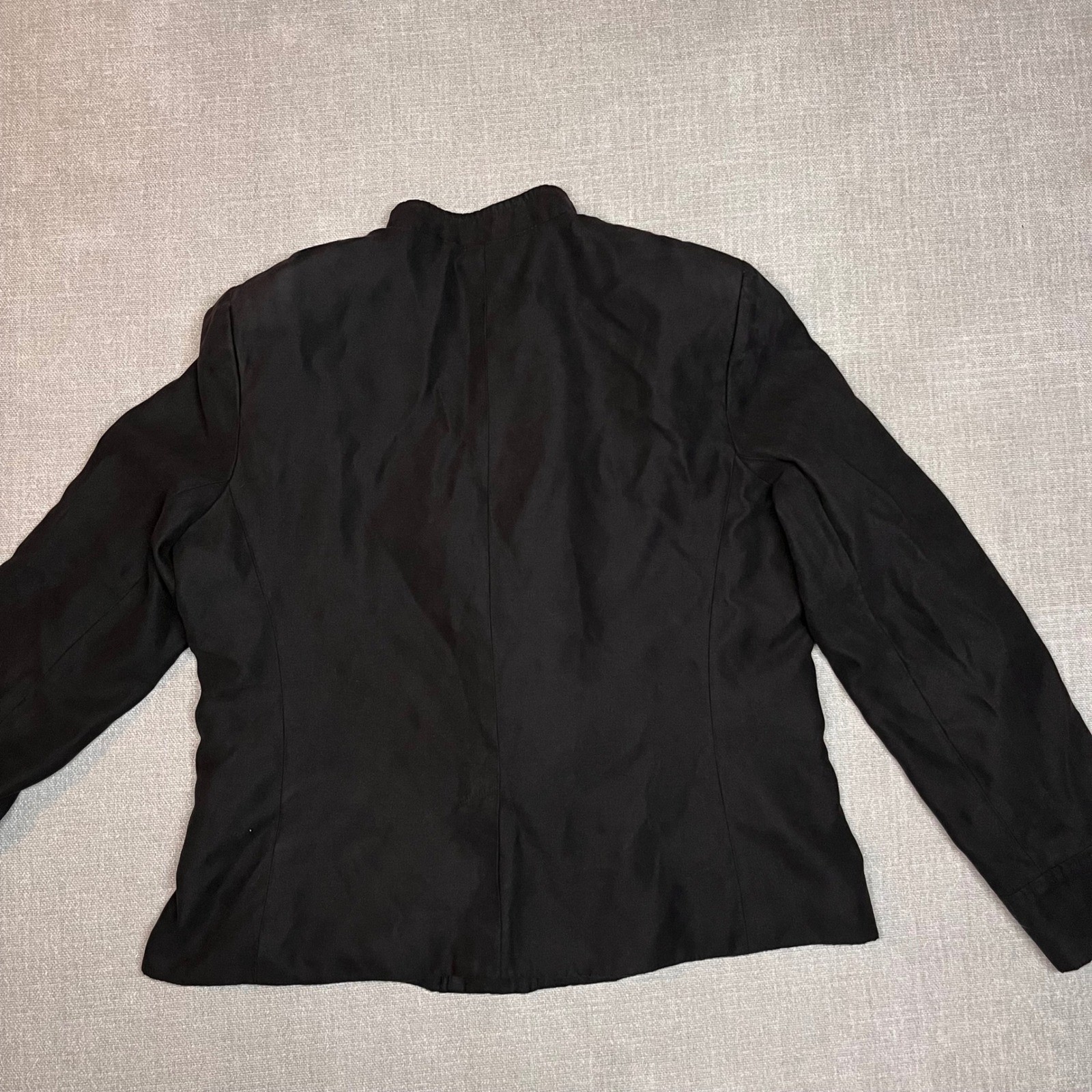 Black Button Down Mandarin Collar Long Sleeve Lig… - image 4