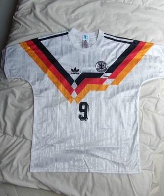 Deutschland Heim Retro Trikot Rudi Völler 9 Soccer Jersey WM Italia 1990 Gr. XL