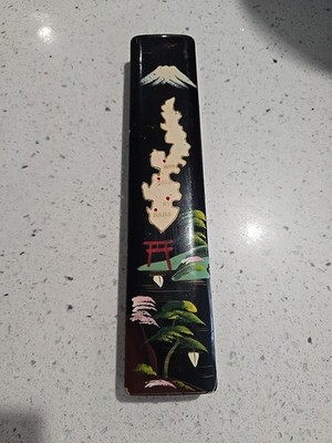 x2 Pearl Inlay Oriental Asian Chopsticks w/ Wood Case Ishikawa Koza Rycom Naha
