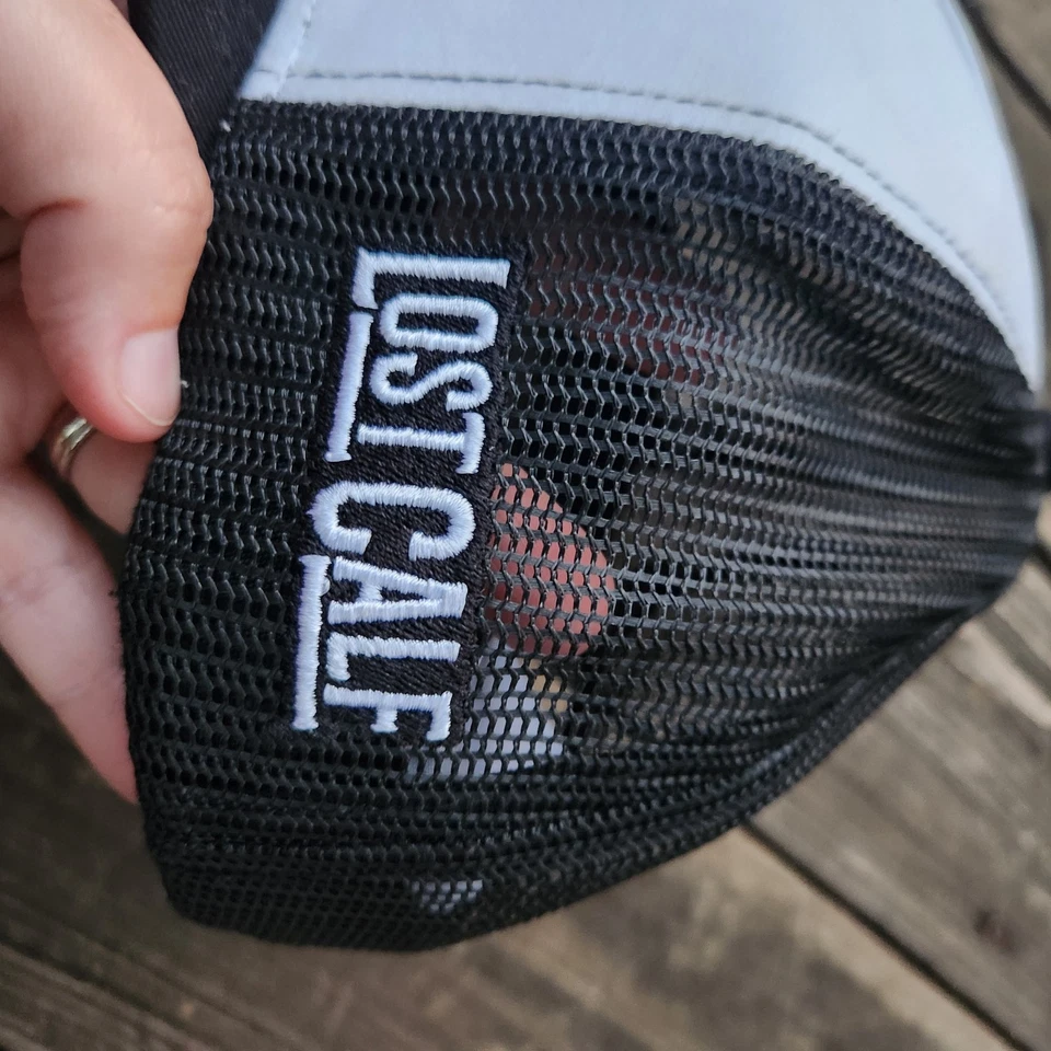 Lost Calf Youth 3D Logo Aztec Trucker Hat: Black, Red, White, Gray, Sticker - Image 3 of 4