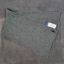 Polo Ralph Lauren Scarf Mens One Size Gray Rib Knit Wool Nylon Pony Logo Winter