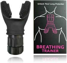 Breathing Trainer, Portable Respiratory Muscle Trainer with Adjustable Black