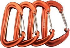 Carabiner,12KN Lightweight Heavy Duty Carabiner Clips,Aluminium Orange 4PCS 