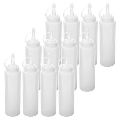 12er Pack 8 Unzen Squeeze Squirt Gewürzflaschen mit Deckel für Sauce, 1328