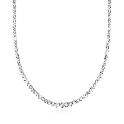 3.00 ct. t.w. Graduated Lab-Grown Diamond Tennis Necklace in Sterling Silver