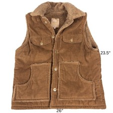 Vintage Corduroy Sherpa Trucker Vest Mens Large XL Shearling Lined 80s Western