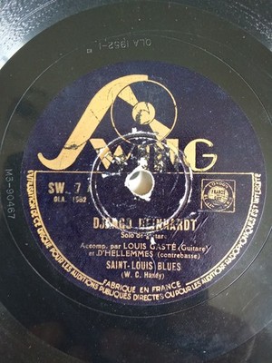 78 RPM-TOURS-DJANGO REINHARDT SAINT-LOUIS BLUES-SWING-SW.7