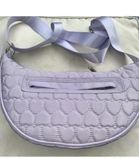 New Wild Fable Half Moon Crossbody Bag Womens Lavender Purple  Quilted Hearts