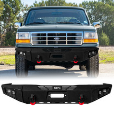 Vijay For 1992-1996 Ford Bronco Steel Front Bumper With Winch Plate Lights