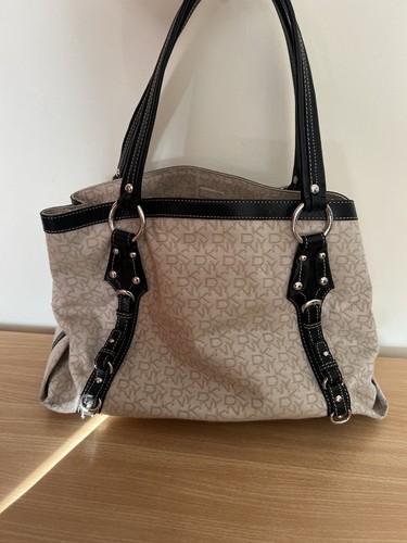 DKNY Large Cloth Monogrammed Tote Shoulder Handbag - Picture 2 of 14