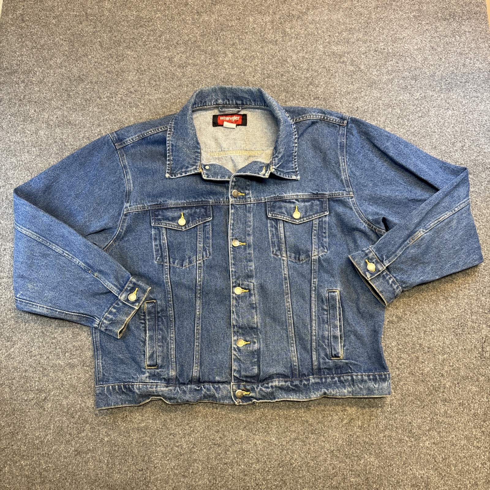 VTG Wrangler Hero Men's 2XL Blue Denim Trucker Western Cowboy Button Down Jacket