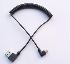 Coiled Mini USB Cable, 1.5 Meter Coiled Right Angle Mini B USB Charger Cable,