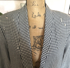 VINTAGE Kenneth Mitchell Houndstooth BLK White Women s Blazer Jacket Petite 10