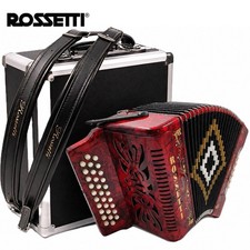 Acordeón diatónico Rossetti 3112 FBE FA Sol 31 botones - rojo con correas y estuche