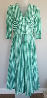 Emily & Fin Amelia Dress S EUC Fresh Green Gingham Country