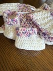 Preemie To Small New Born* Crocheted 4 Pc Sweater Set*Sweater*Pants*Hat*Booties — photo 9