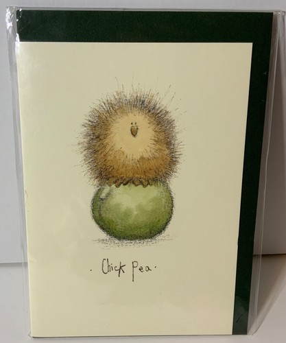 Biglietto Auguri Artista Fran Evans INUTILIZZATO Vuoto "Chick Pea" Due Topi Cattivi Editori - Foto 2 di 3