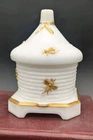 Vintage Honeybee Milk Glass Honey Pot Jar With Lid Golden Decoration
