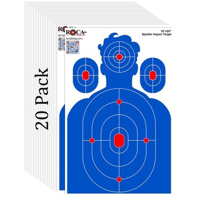 Splatter Target, Reactive Silhouette Impact Target. L 18x24   20 Pk Blue