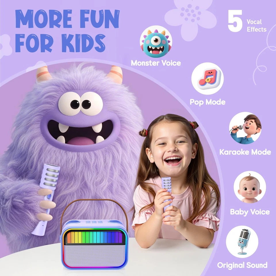 Karaoke para Niños y Adultos, Juguetes para Niñas de 3 a 12 Años, Regalos de Cum - Imagen 3 de 4