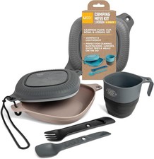 6-Piece Camping Mess Kit W/ Bowl Plate Collapsible Cup  Switch Camping Spork