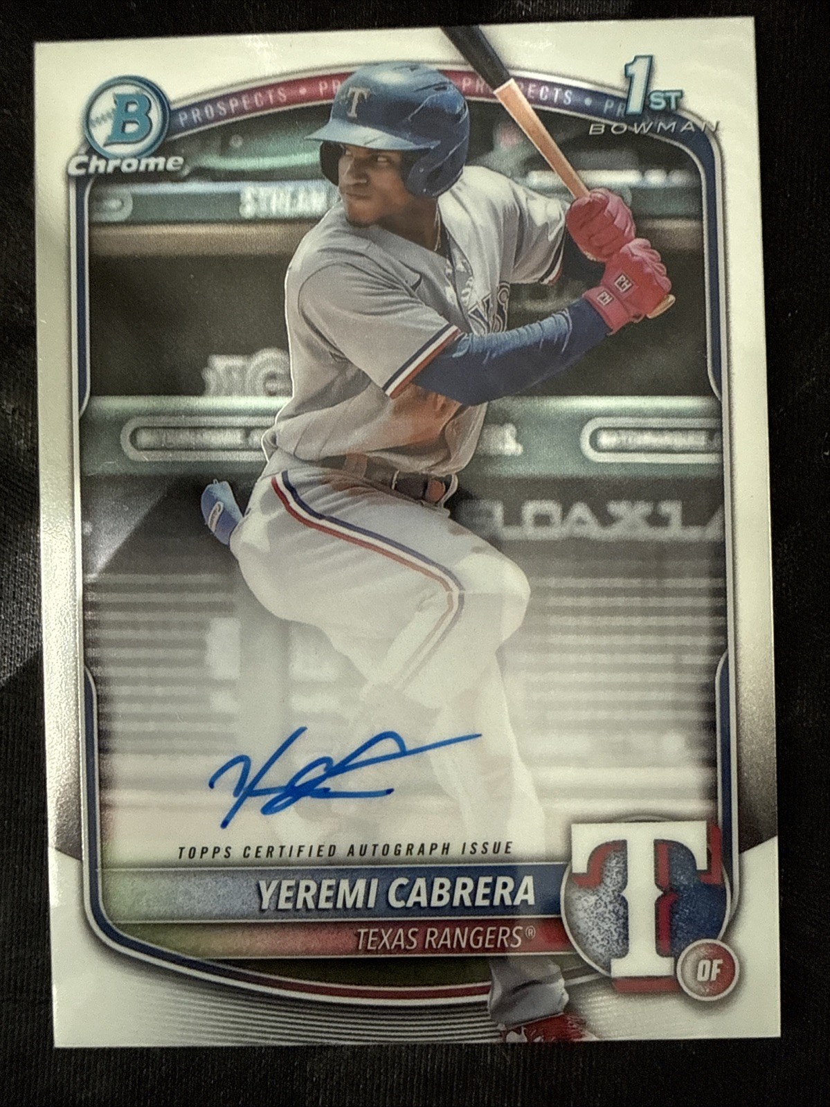 Yeremi Cabrera 2025 Bowman 1st Chrome Refractor Auto /499 Texas Rangers CPA-YC
