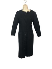 VALENTINO Black Wool Midi Dress Made in Italy Wm 10 Vintage classic stylish