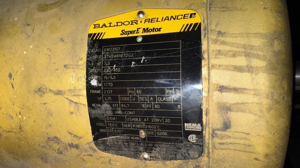Baldor EM3710T General Purpose Electric Motor 7.5 HP 1770 RPM 230v/460v - Image 3 of 3