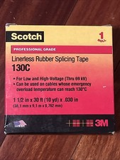      Scotch  Linerless Rubber Splicing Tape 130C, 1-1/2 in x 30 ft, Black