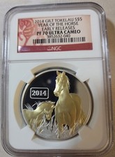 2014 Gilt  TOKELAU S$5 YEAR OF THE HORSE Early Releases NGC  PF70 Ultra Cameo