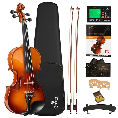 CECILIO 4/4 VIOLIN SET FULL SIZE FIDDLE SOLIDWOOD EBONY - MAPLE VARNISH