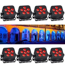 8-pack 6 18W Battery Powered RGBWA UV 6in1 Uplight For Stage Dj Party Audience