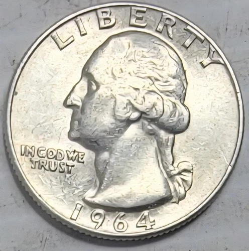 1964-D Washington Quarter circulated, ungraded condition - 90% - Business Strike
