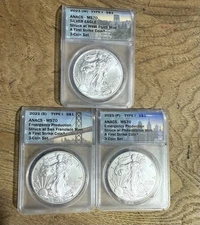 2021 P S W American Silver Eagle Emergency Production 3 Coin Set ANACS FS MS70