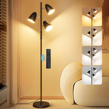 Modern Dimmable LED Floor Lamp with Remote, 4 Color Temps, 3 Rotatable Lights