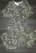 Girls justice cozy tie waist camo jumpsuit size 8