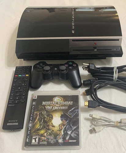 Sony Fat Playstation 3 PS3 CECHG01 40GB Console, Game, Cords & Controller Reset