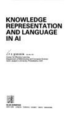 Knowledge Representation and Language in AI Synthesis Hardcover J