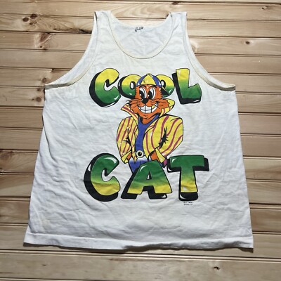 Vintage 80s 90s Cool Cat Cartoon New York Tank Top Street